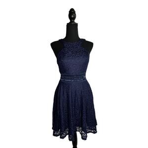 City Studio Navy Lace Stretchy Mini Dress, Size 5, Pre-owned